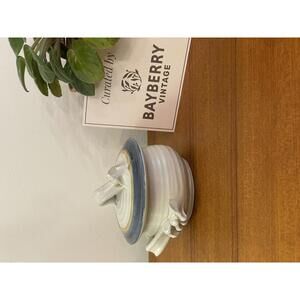 Vintage Signed Studio Pottery Lidded Bowl Blue Glaze Stoneware 14cm